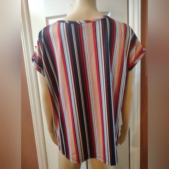 Perseption concept women's size large blouse shirt top striped button up - Picture 6 of 8